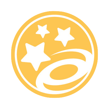 Логотип Галактики: золотой круг с тремя белыми звездами вверху и спиральной галактикой внизу.