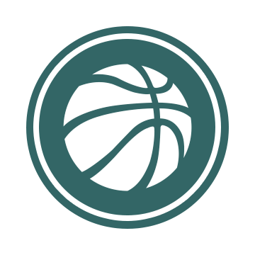 體育標誌：一個藍綠色的圓圈，上面覆蓋著一個白色的籃球。