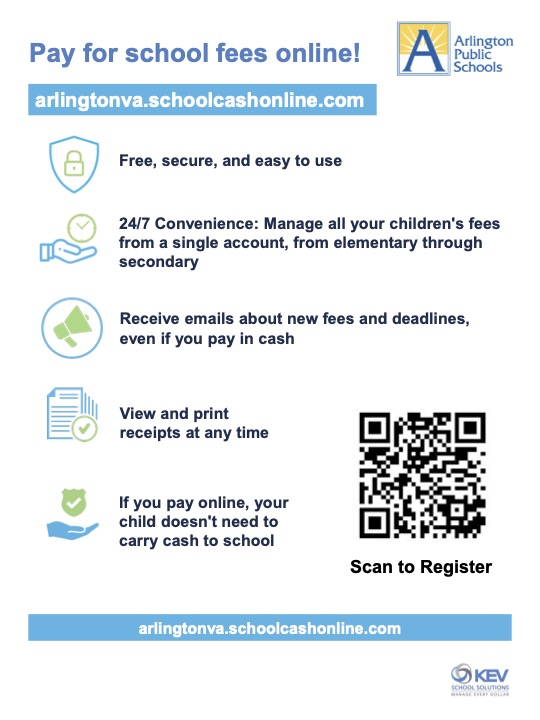 A flyer with information on how to register for SchoolCash Online. 